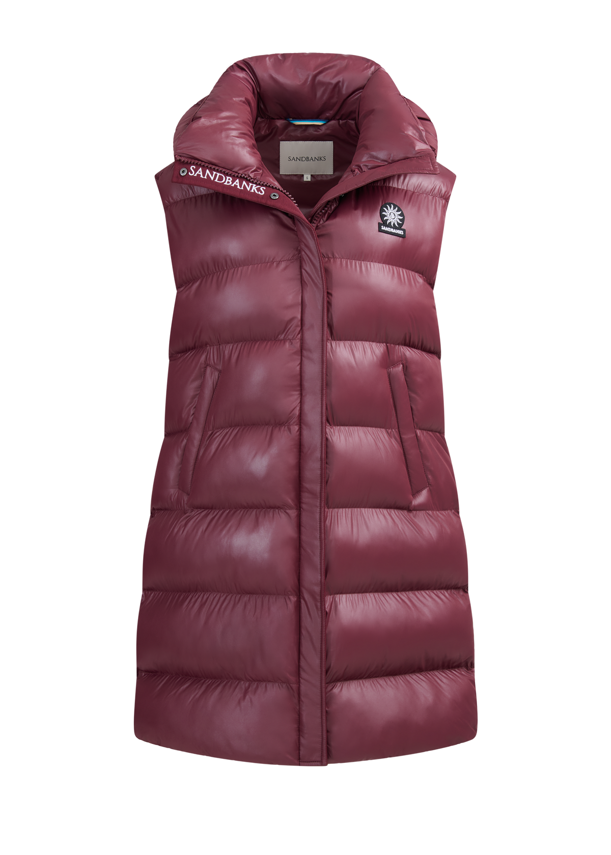 Sandbanks Shell Bay Hooded Long Gilet - Port