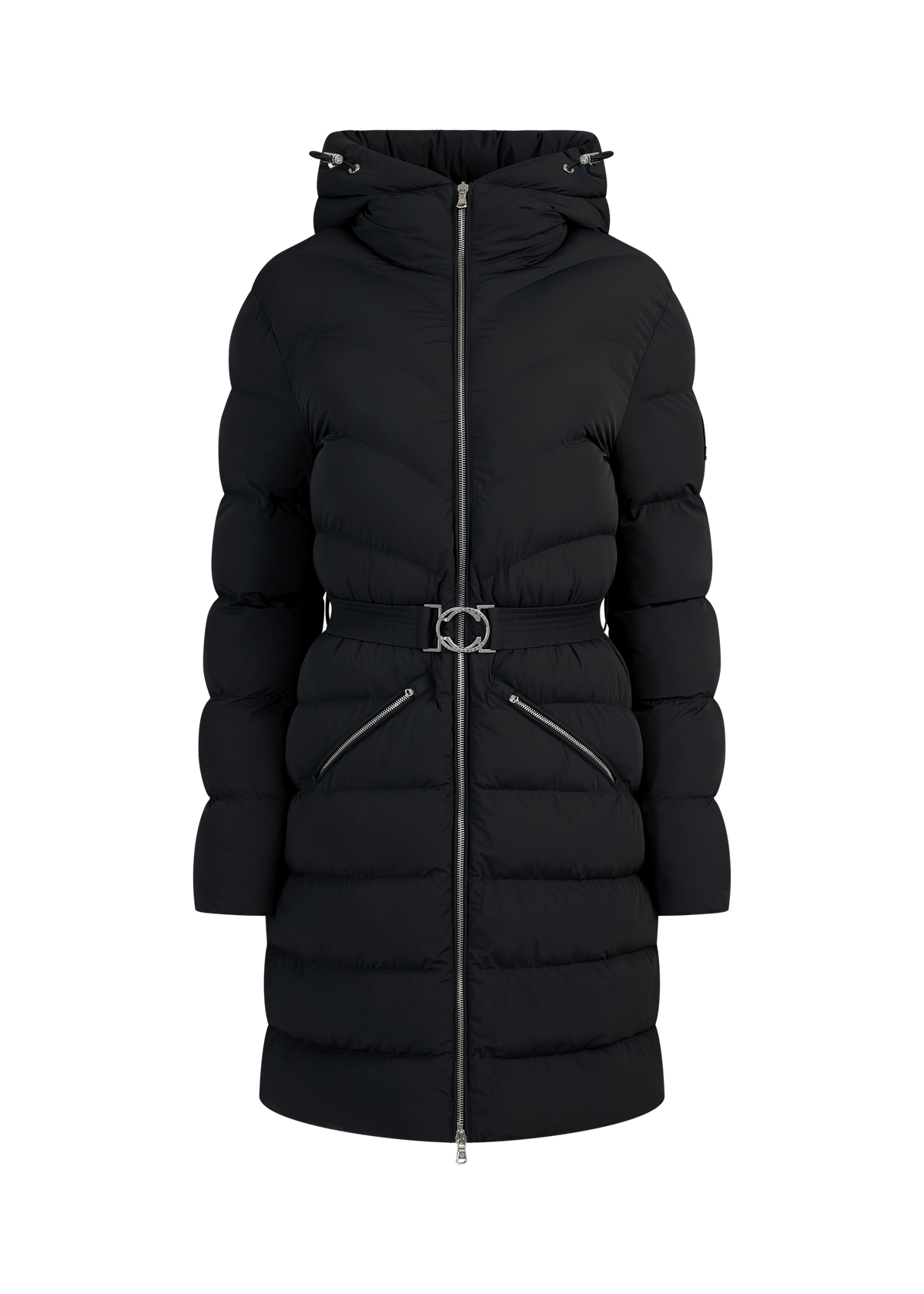 Livigno Belted Mid Puffer Jacket - Black