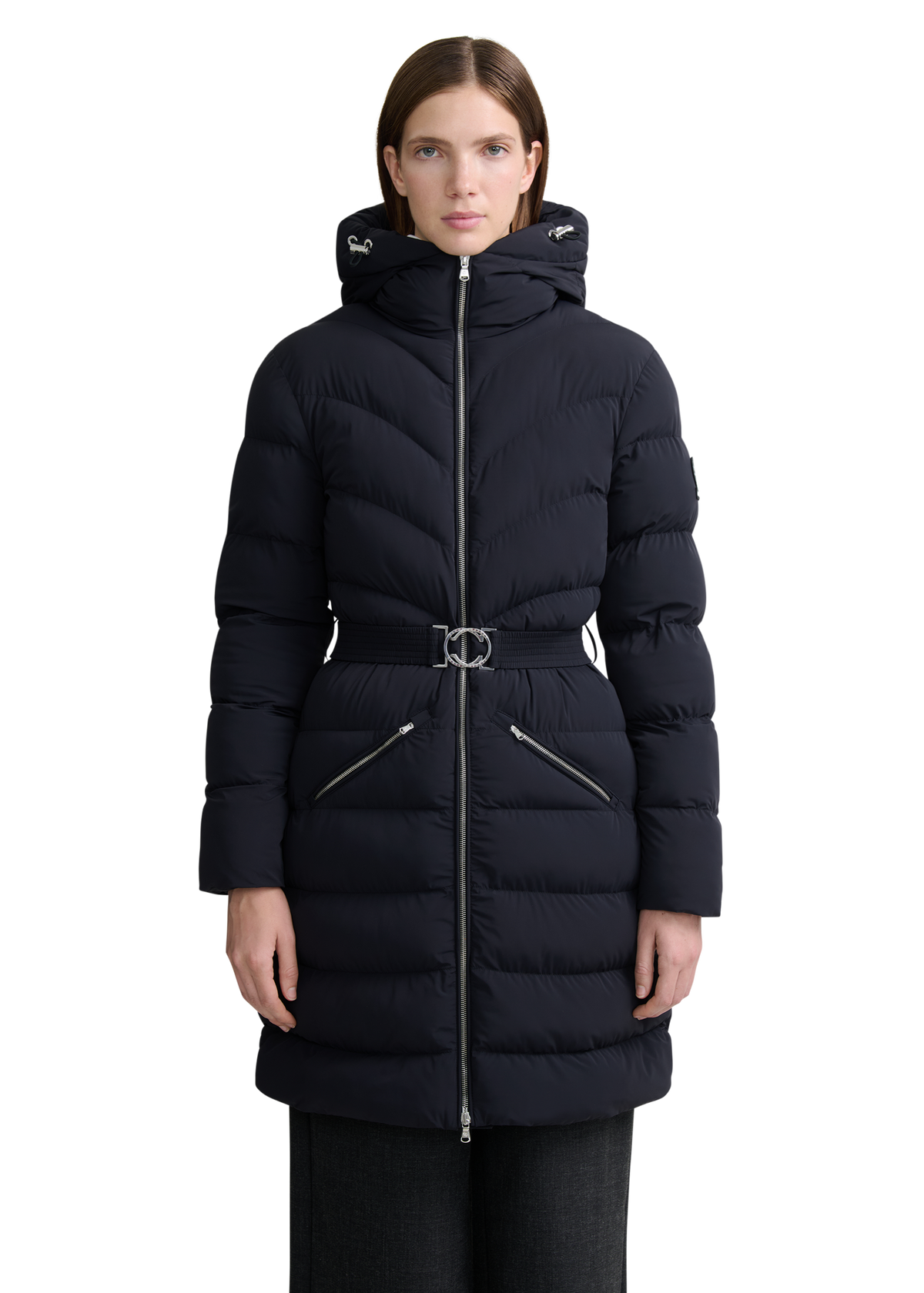 Livigno Belted Mid Puffer Jacket - Black