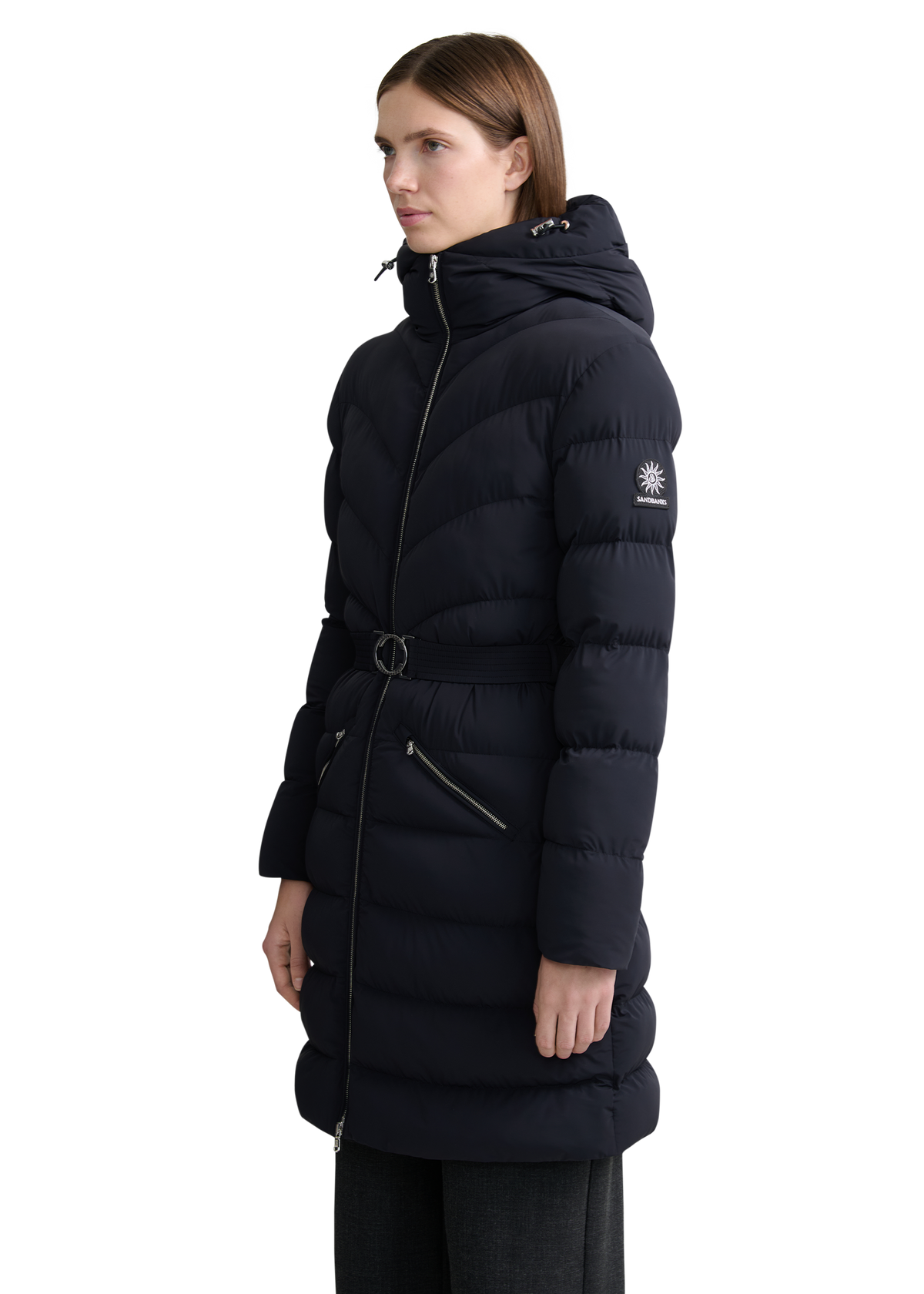 Livigno Belted Mid Puffer Jacket - Black