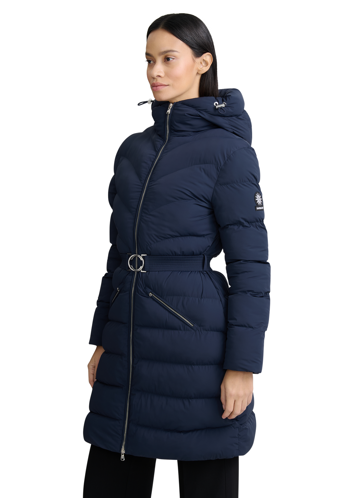 Livigno Belted Mid Puffer Jacket - Navy