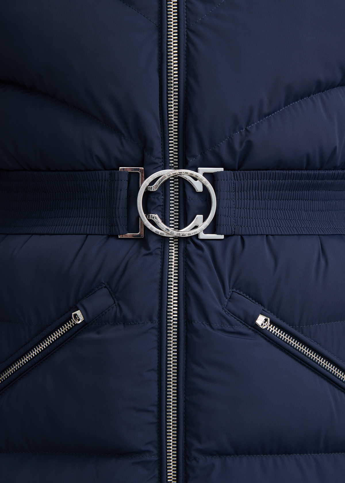 Livigno Belted Mid Puffer Jacket - Navy