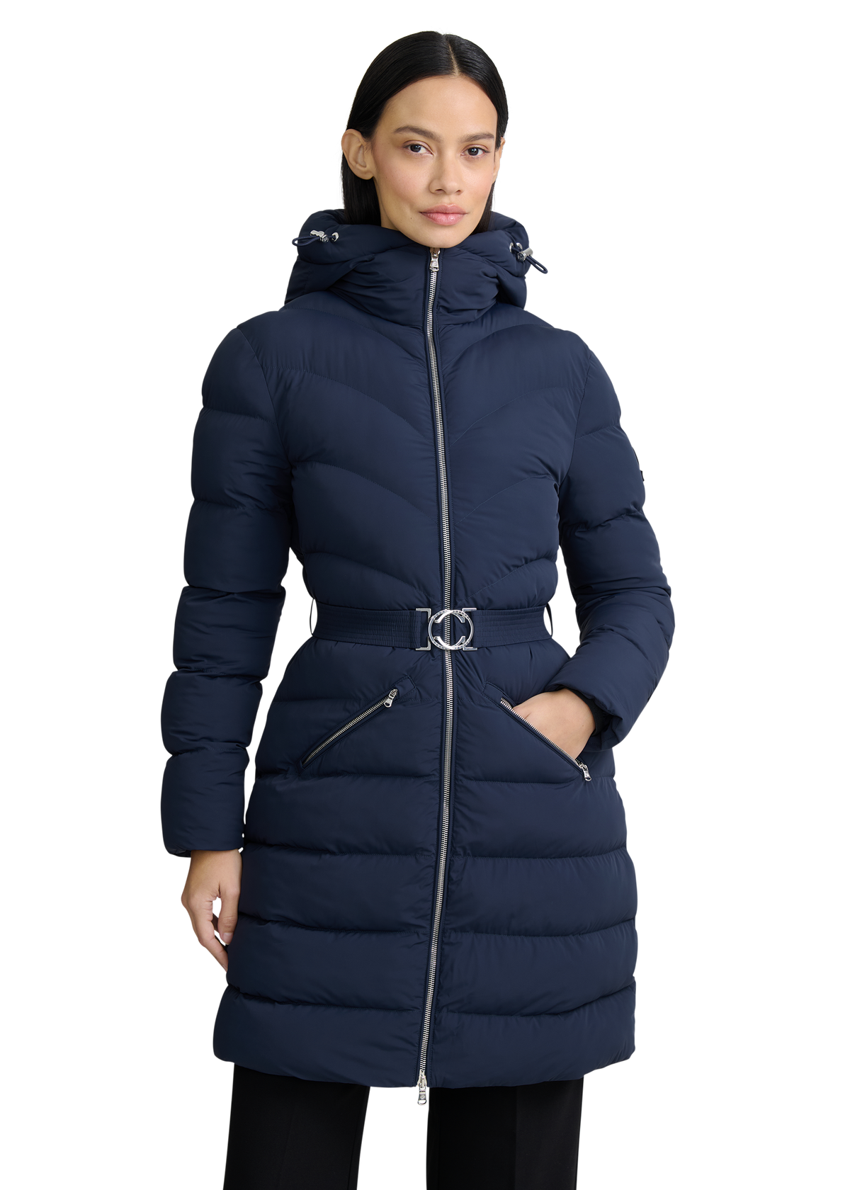 Livigno Belted Mid Puffer Jacket - Navy