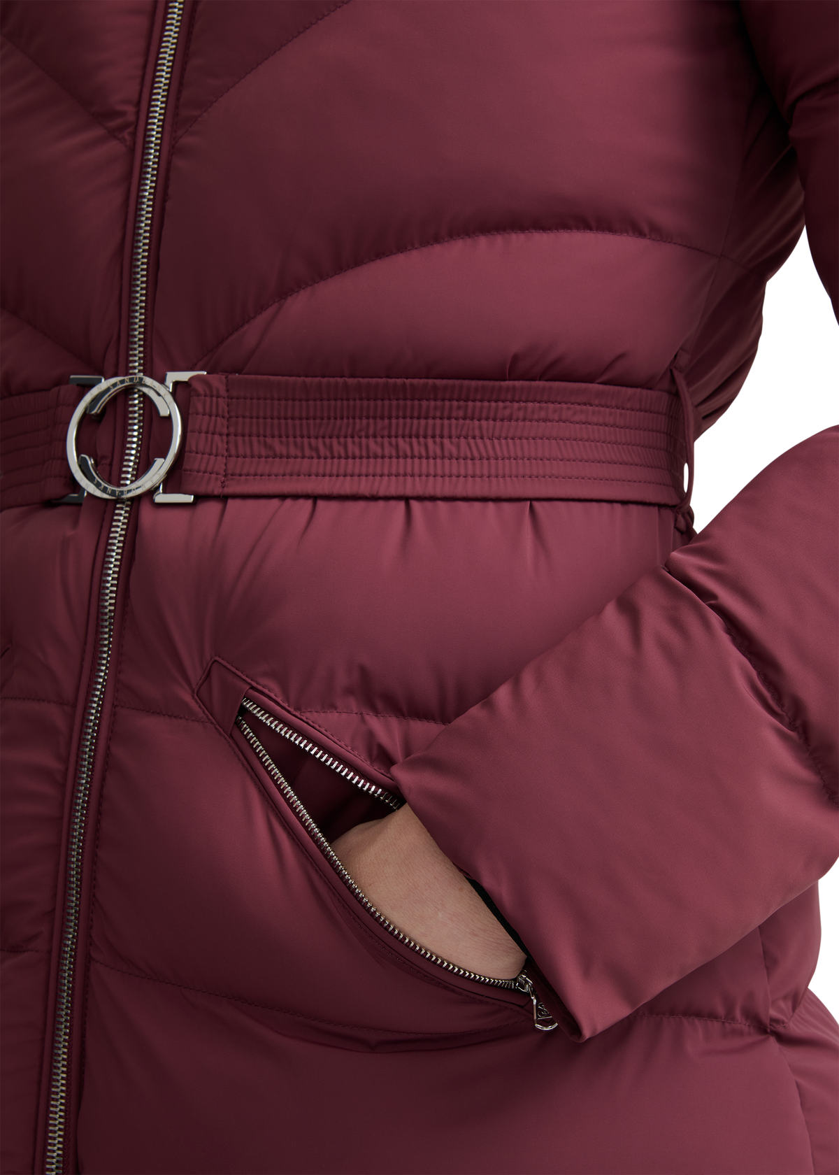 Livigno Belted Mid Puffer Jacket - Port