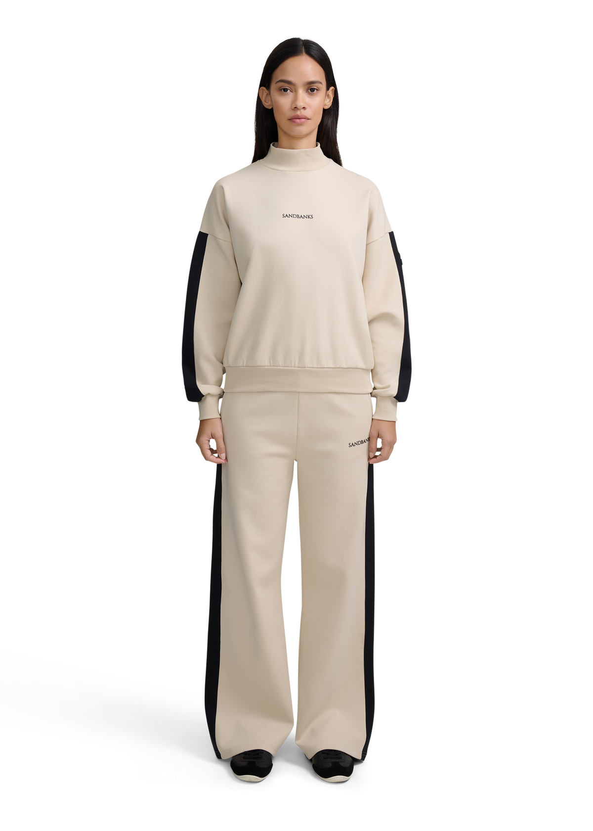 Contrast Stripe Logo Sweatshirt - Stone