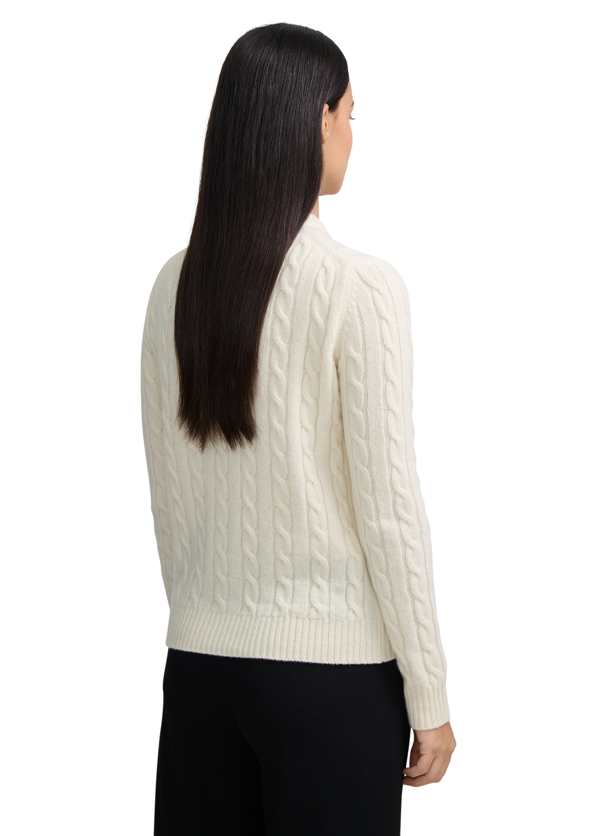 Cable Knit Crew Neck Sweater - Ecru