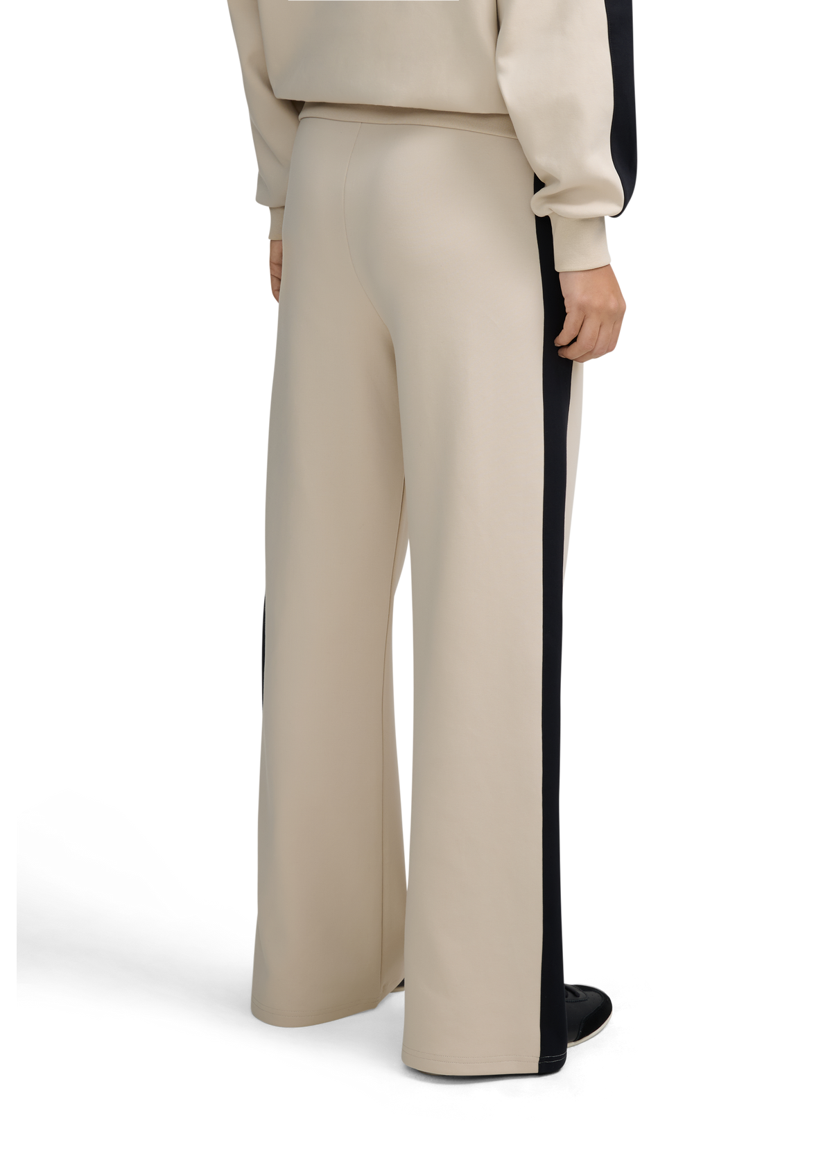 Contrast Stripe Wide-Leg Joggers - Stone