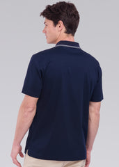 Sandbanks Contrast Stripe Polo Shirt - Navy
