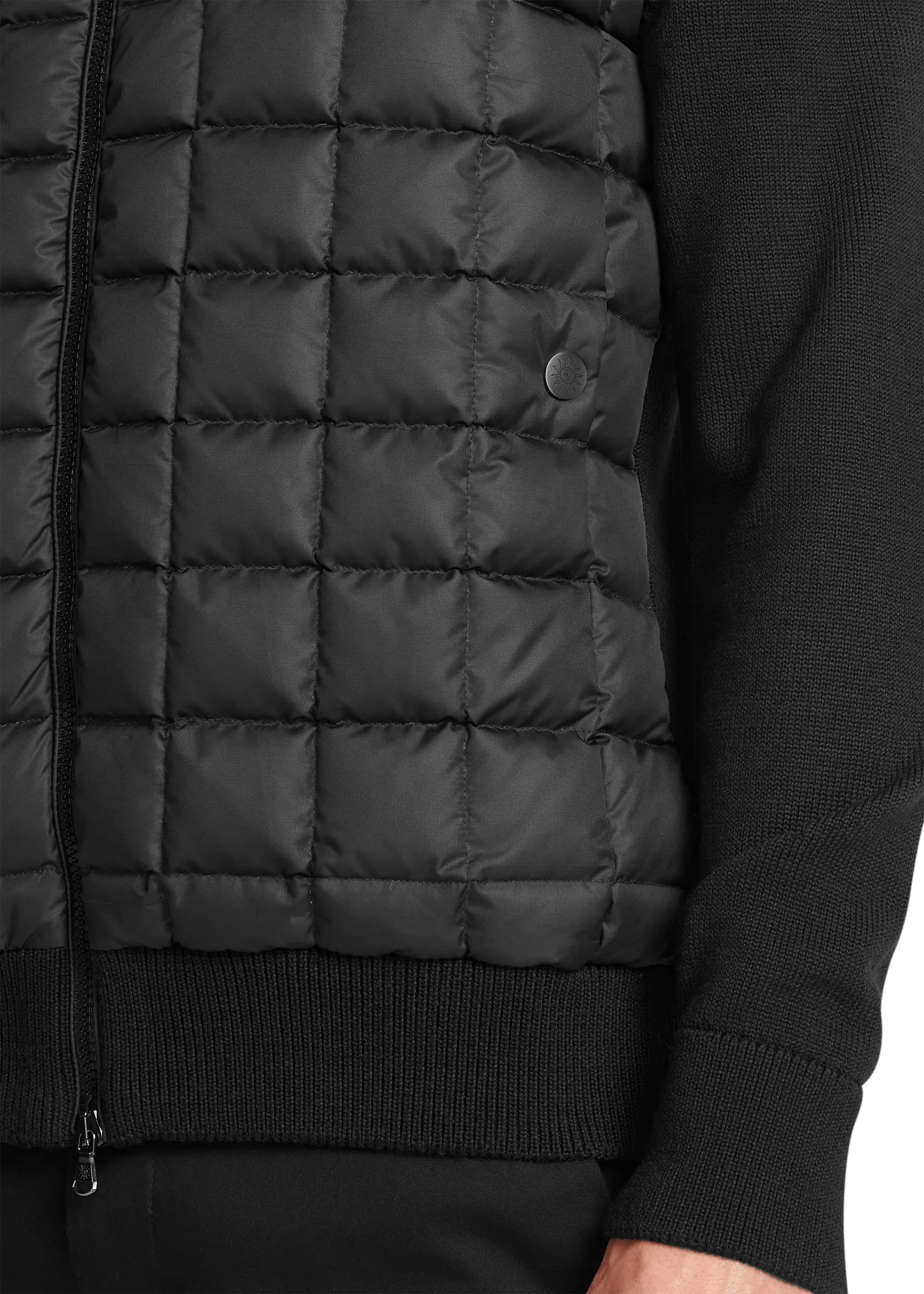 Sandbanks Grid Hybrid Funnel Neck Knit Jacket - Black