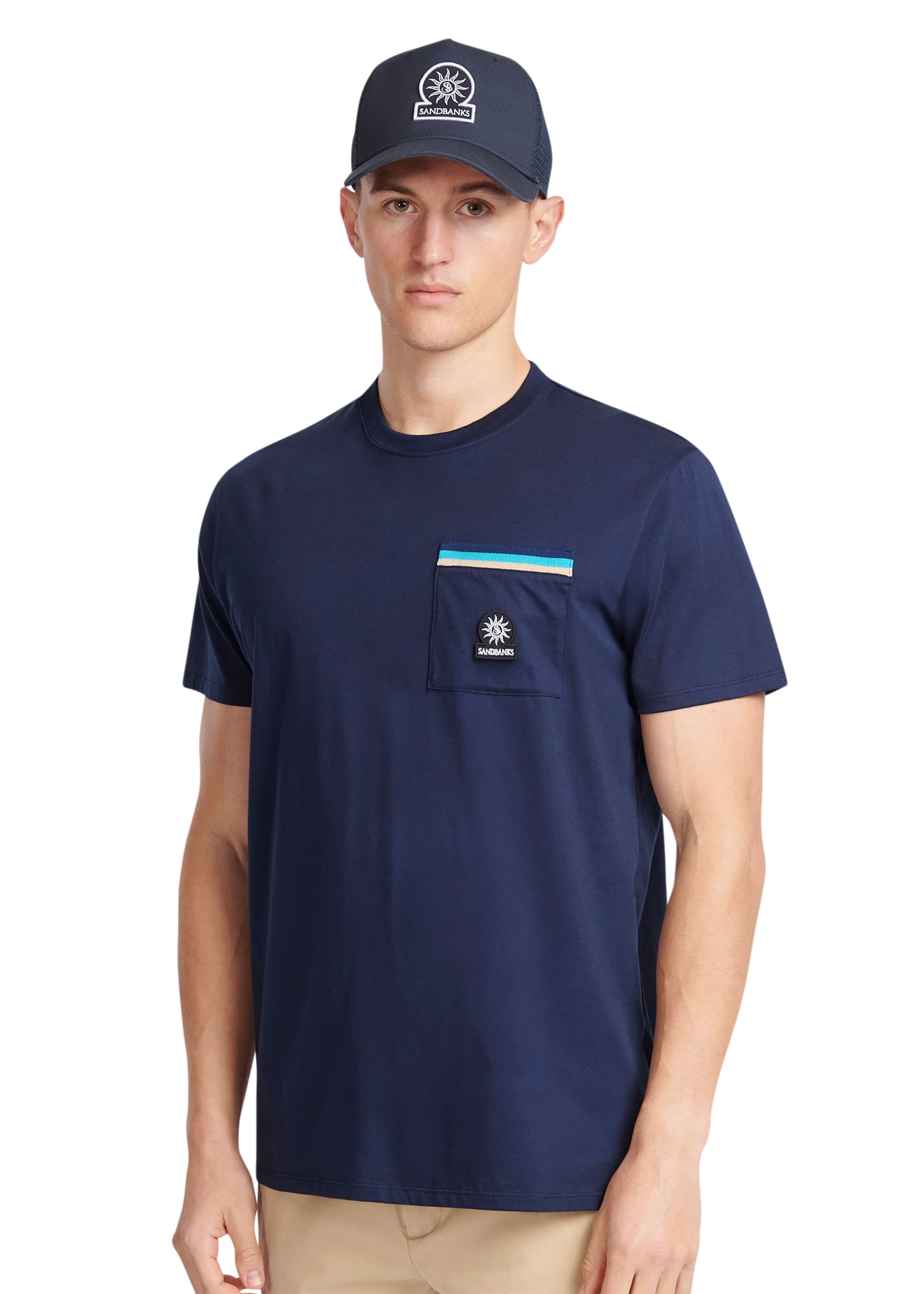 Sandbanks Mercerised Pocket T-Shirt - Navy