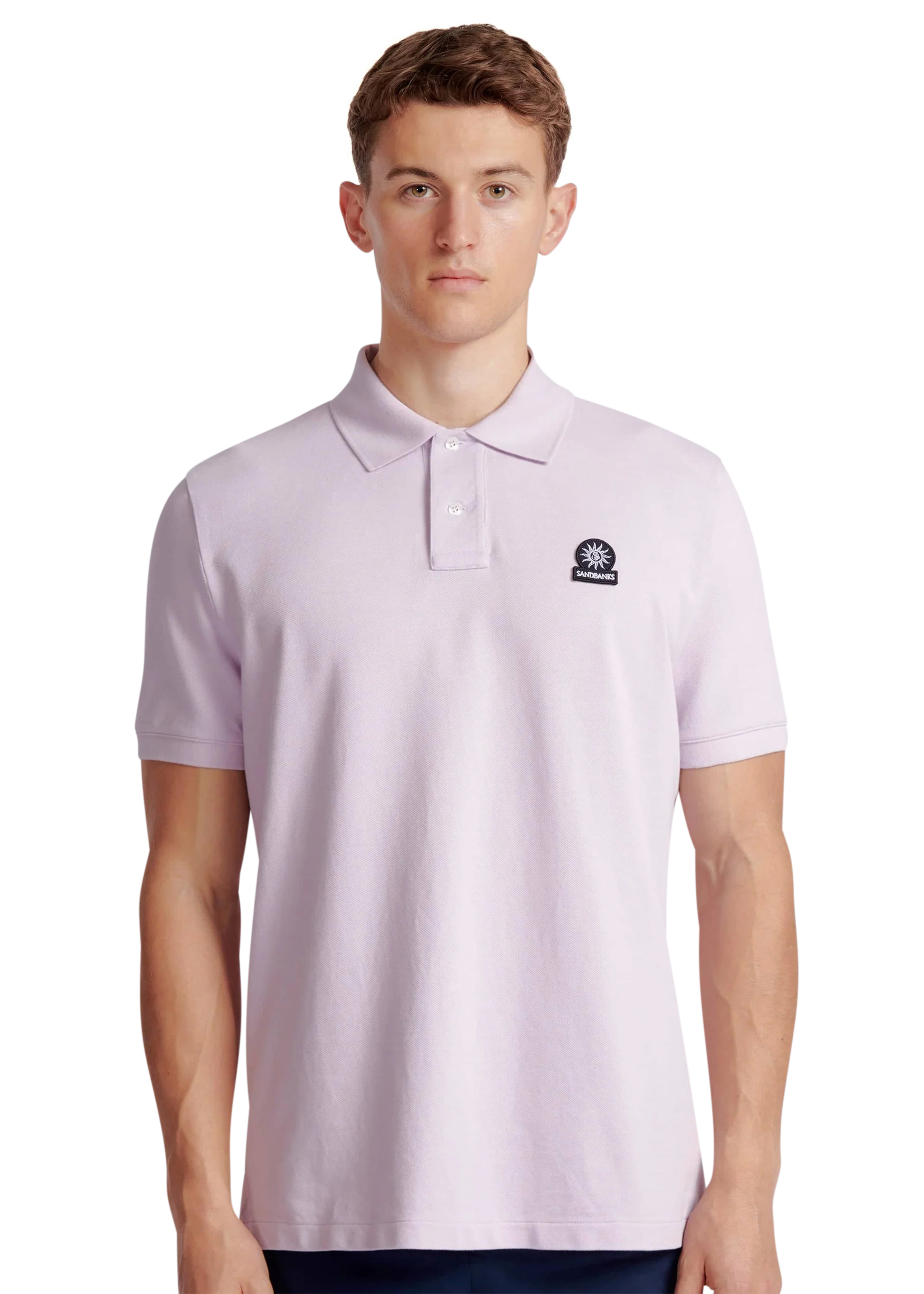Sandbanks Badge Logo Pique Polo Shirt - Lilac