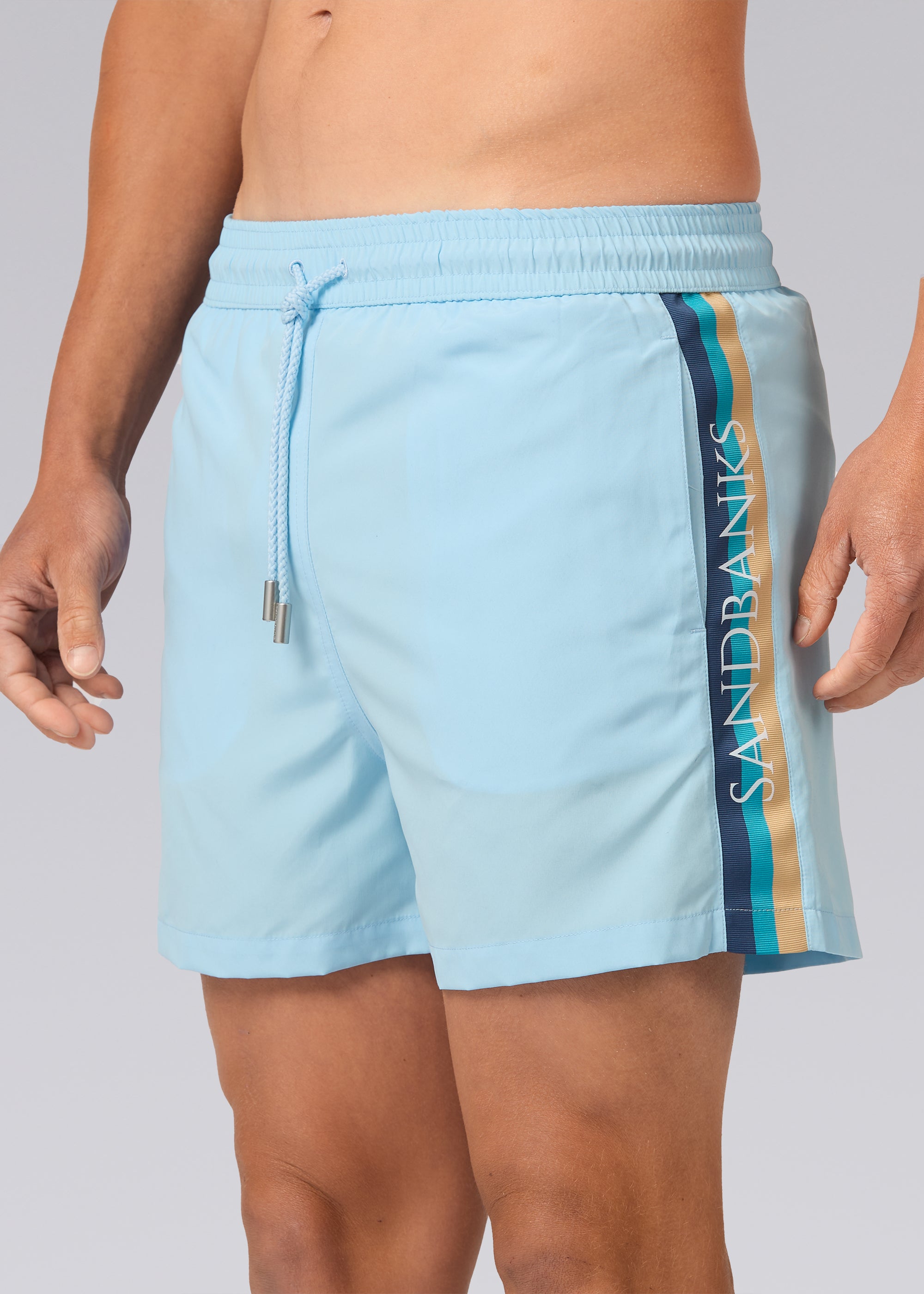 Sandbanks Retro Swim Shorts - Crystal Blue - Sandbanks