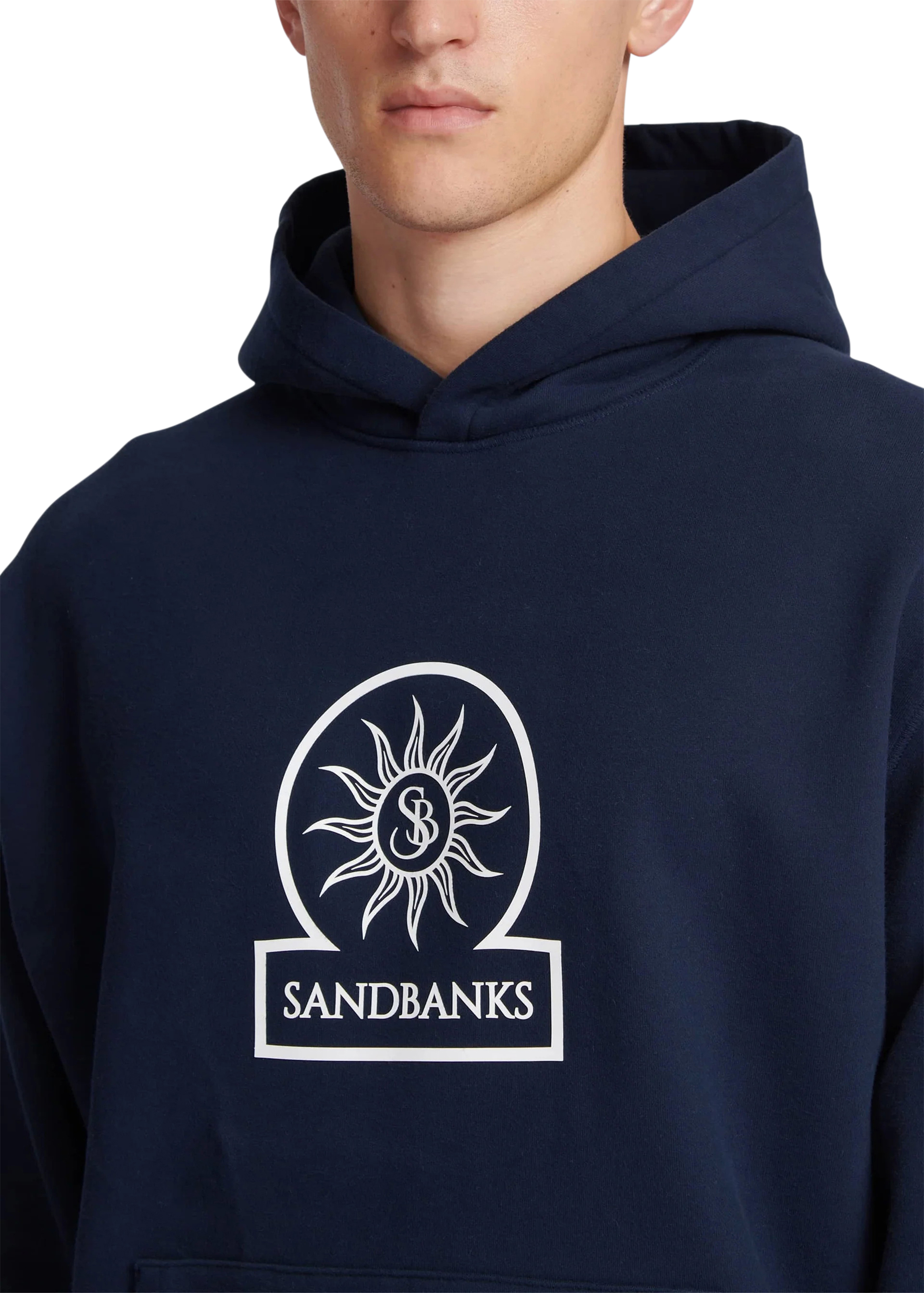Sandbanks Raised Rubber Logo Hoodie - Navy