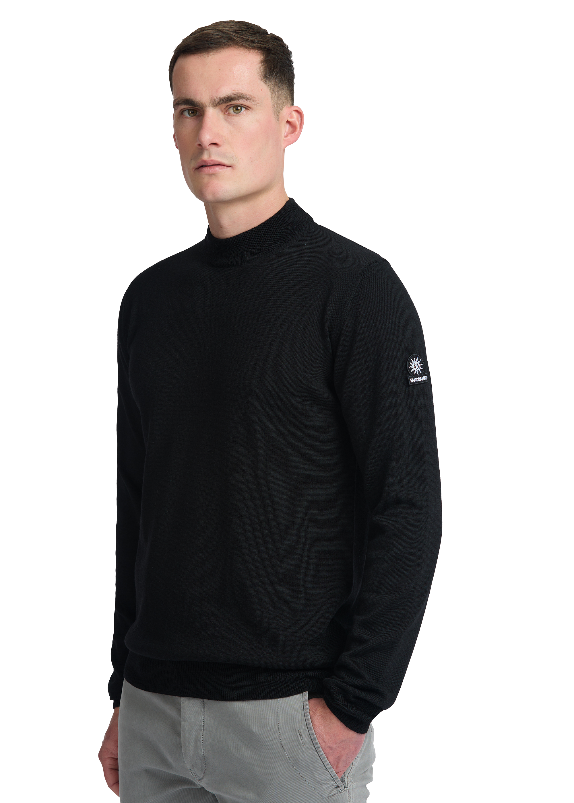 Sandbanks Turtle Neck Merino Wool Jumper - Black