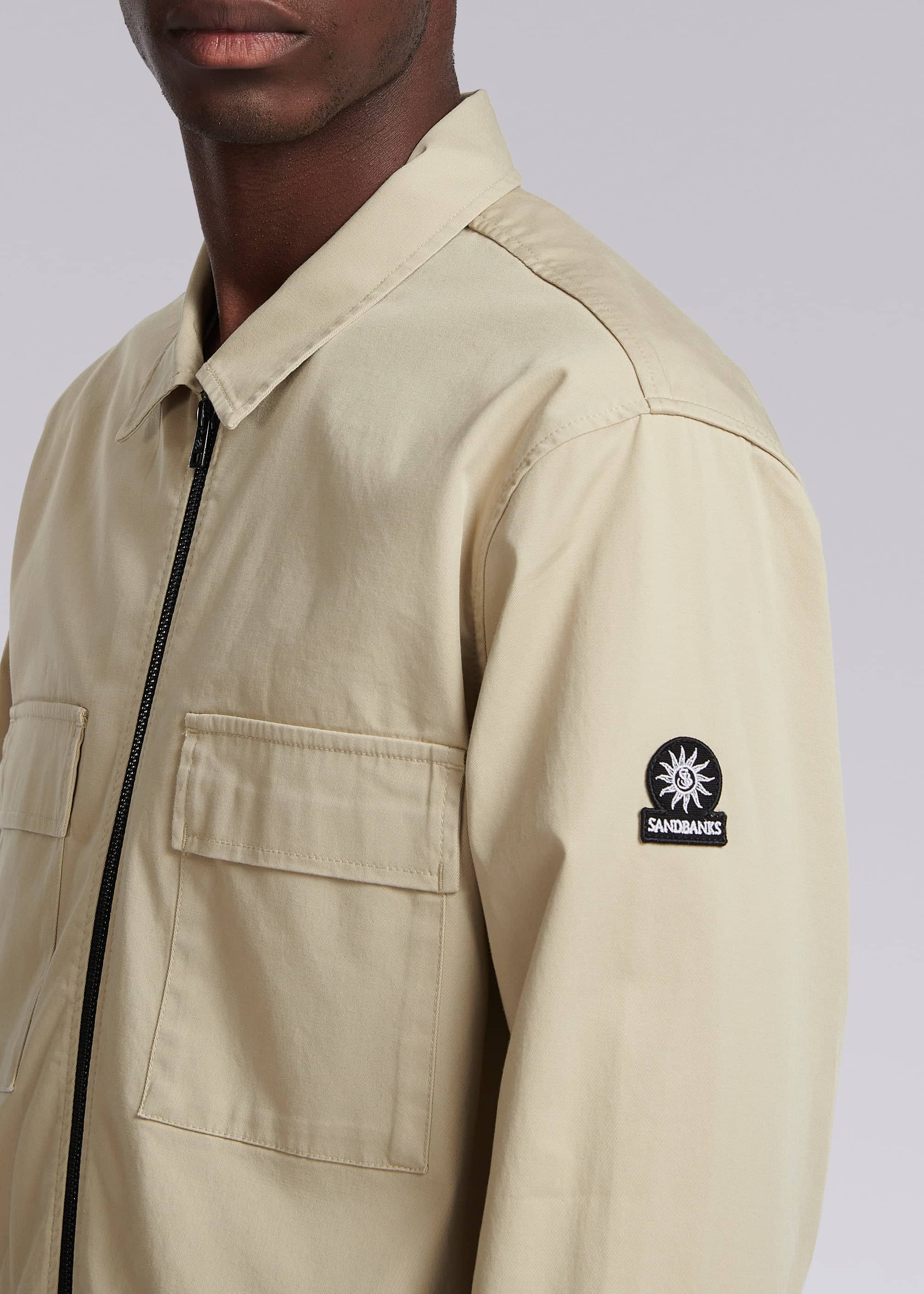 Sandbanks Gabardine Zip Overshirt - Stone