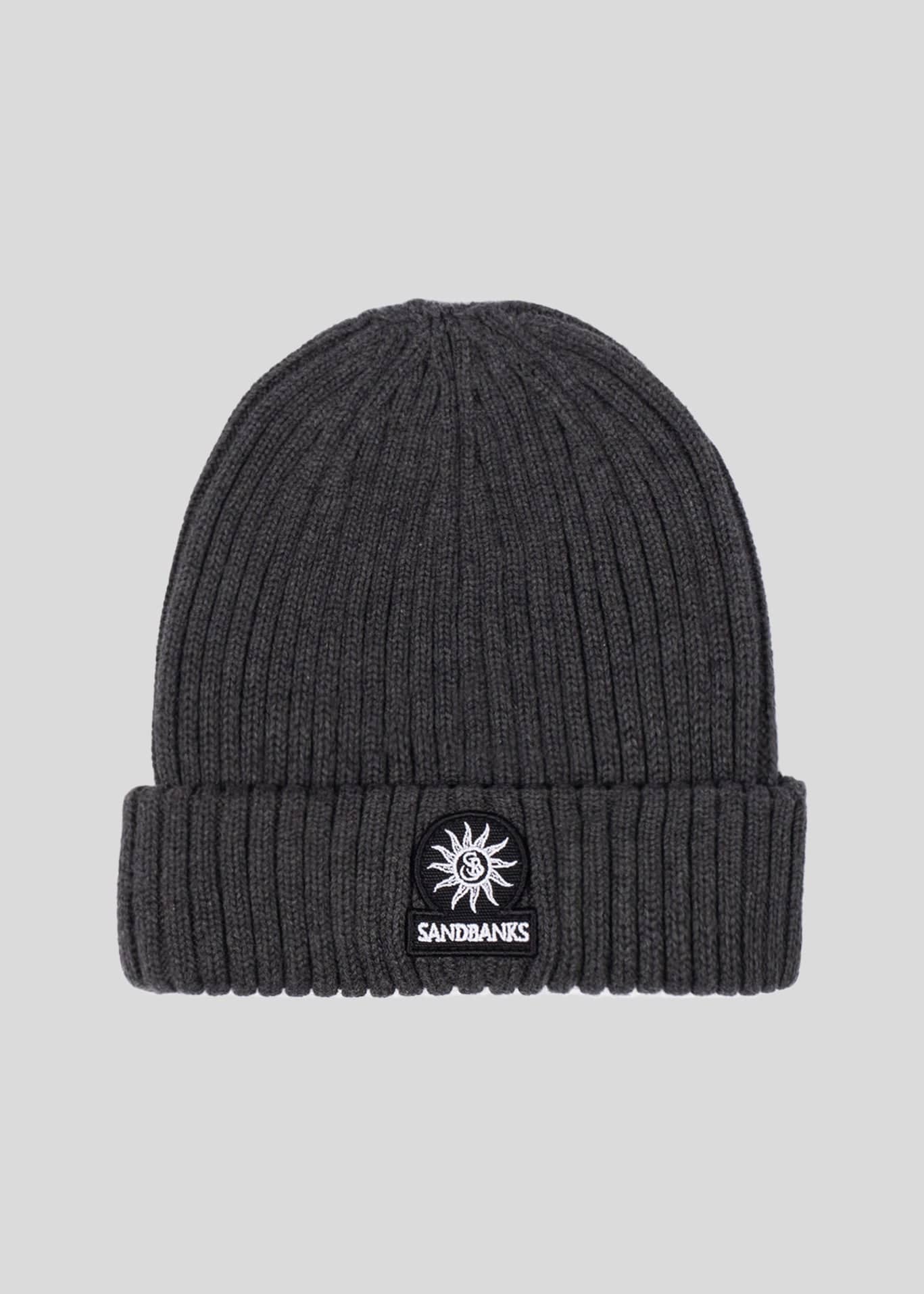 Sandbanks Badge Logo Merino Wool Beanie - Anthracite - Sandbanks