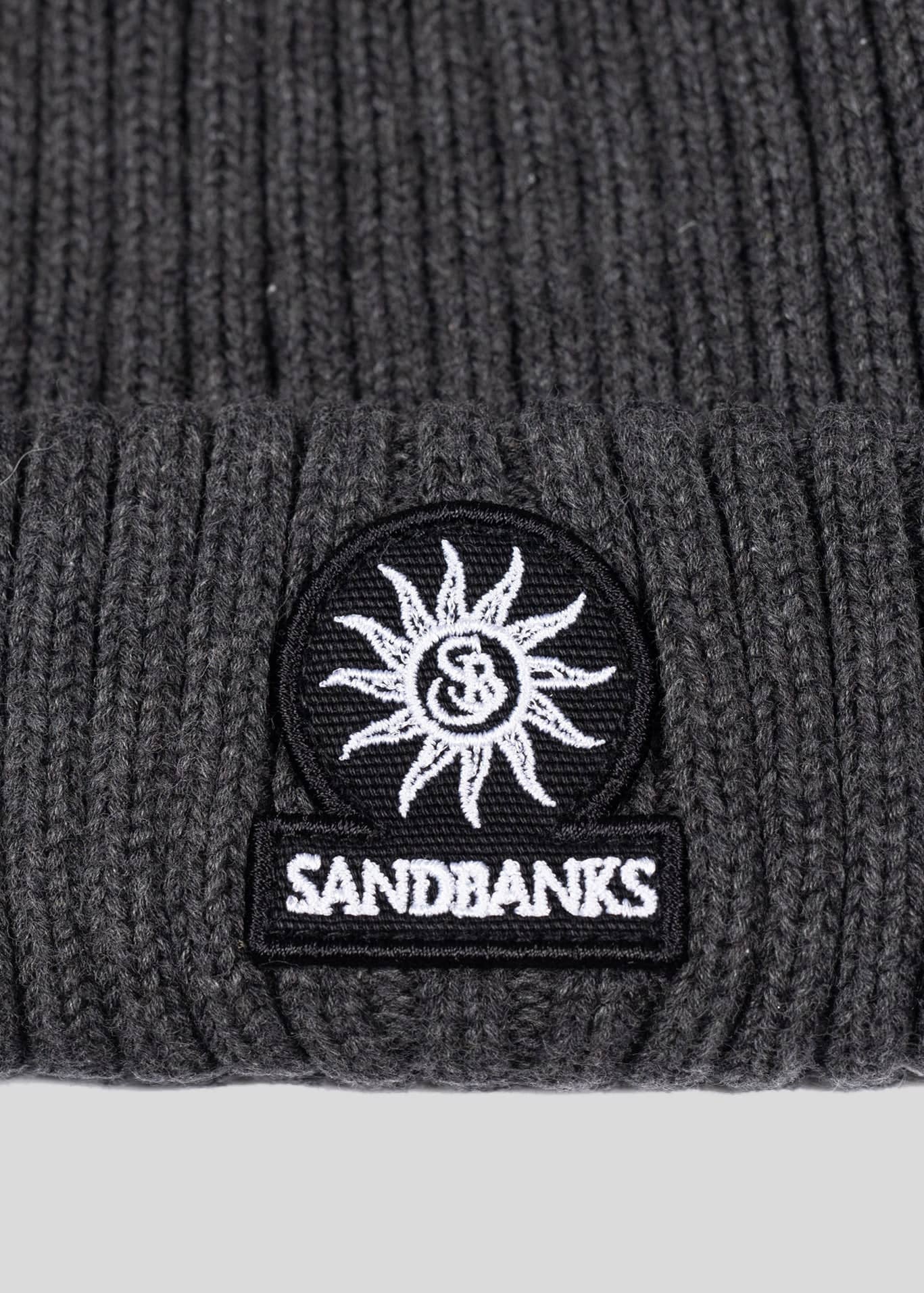 Sandbanks Badge Logo Merino Wool Beanie - Anthracite - Sandbanks