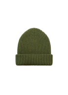 Sandbanks Merino Wool Ribbed Beanie - Olive