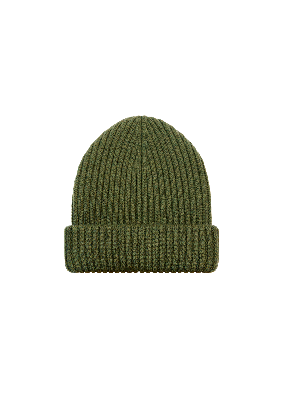 Sandbanks Merino Wool Ribbed Beanie - Olive