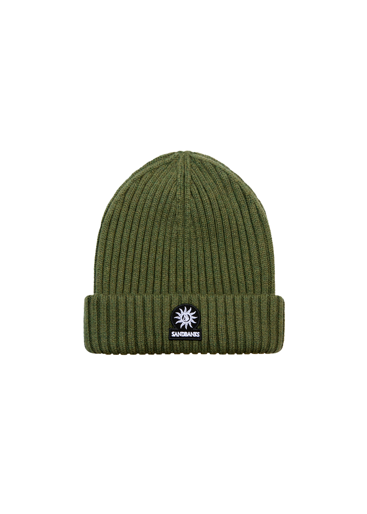 Sandbanks Merino Wool Ribbed Beanie - Olive