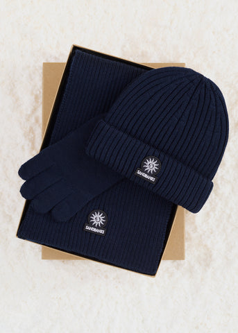 Sandbanks Gift Box - Knitted Accessories Set - Navy