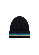 Tri-Colour Stripe Beanie - Black