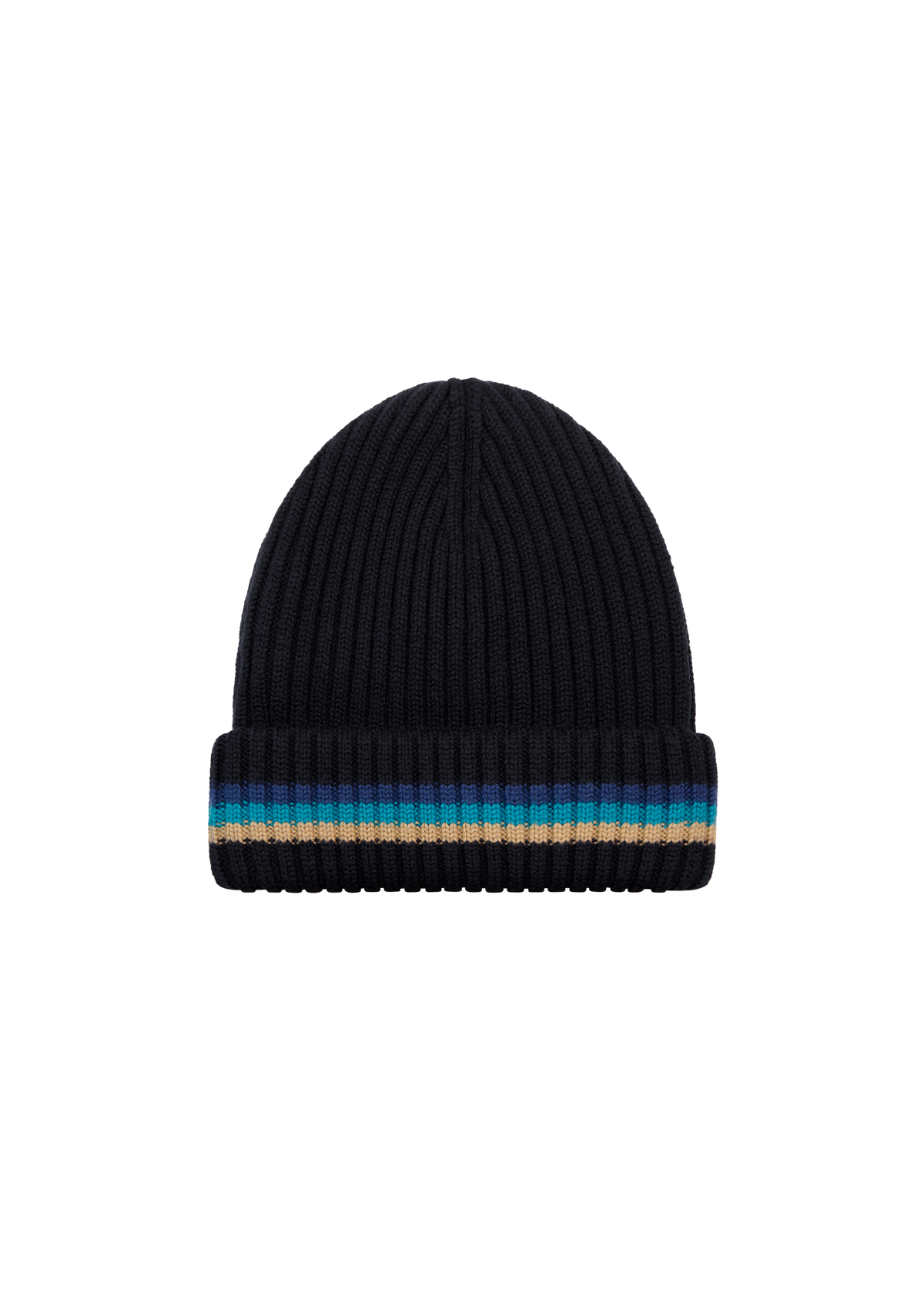Tri-Colour Stripe Beanie - Black