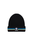 Tri-Colour Stripe Beanie - Black