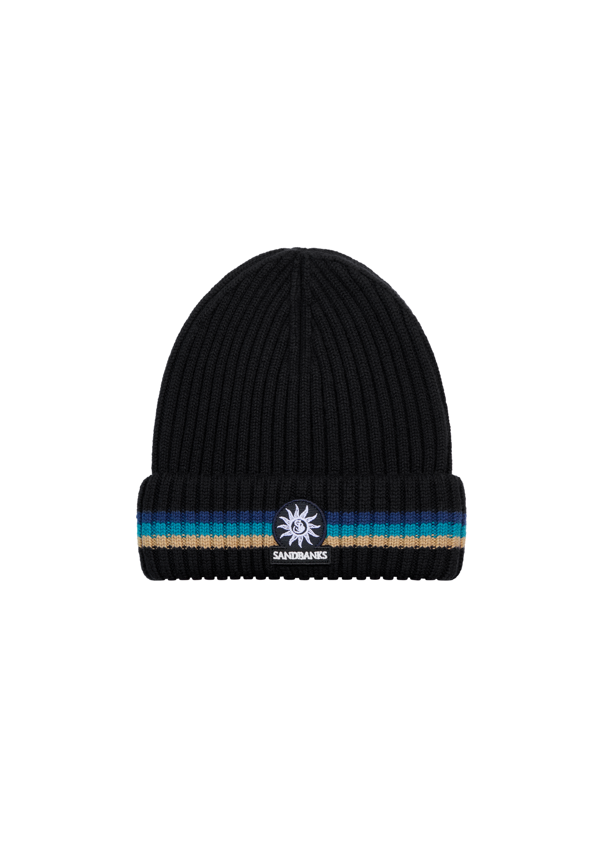 Tri-Colour Stripe Beanie - Black