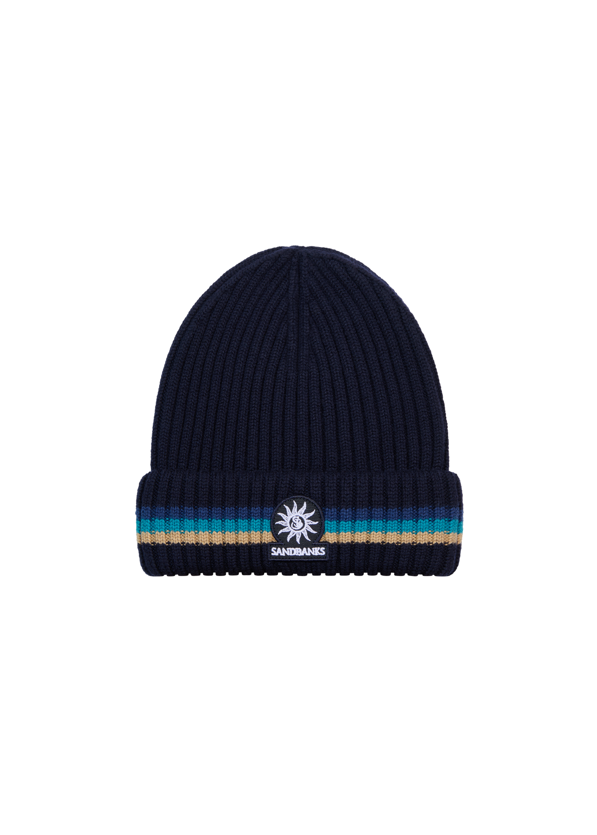 Tri-Colour Stripe Beanie - Navy