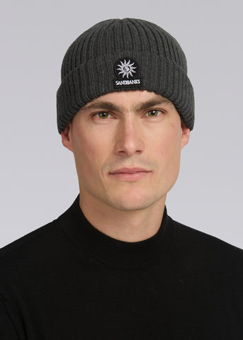 Sandbanks Badge Logo Merino Wool Beanie - Anthracite