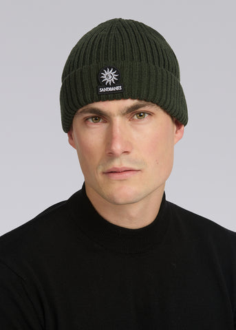 Sandbanks Badge Logo Beanie - Khaki