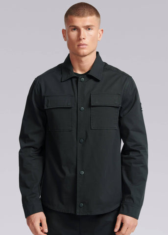 Sandbanks Gabardine Button Down Overshirt - Black