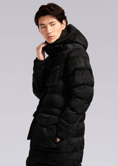 Sandbanks Carbon Collection C6 ECONYL® Branksome Long Puffer Jacket - Black Camo