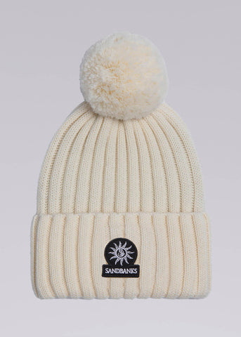 Sandbanks Women's Pompom Merino Wool Beanie - Ecru