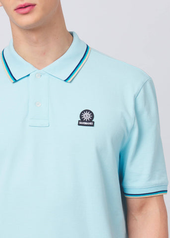 Sandbanks Badge Logo Polo Shirt - Crystal Blue - Sandbanks