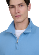 Sandbanks Badge Logo Quarter Zip Sweatshirt - Dusty Blue
