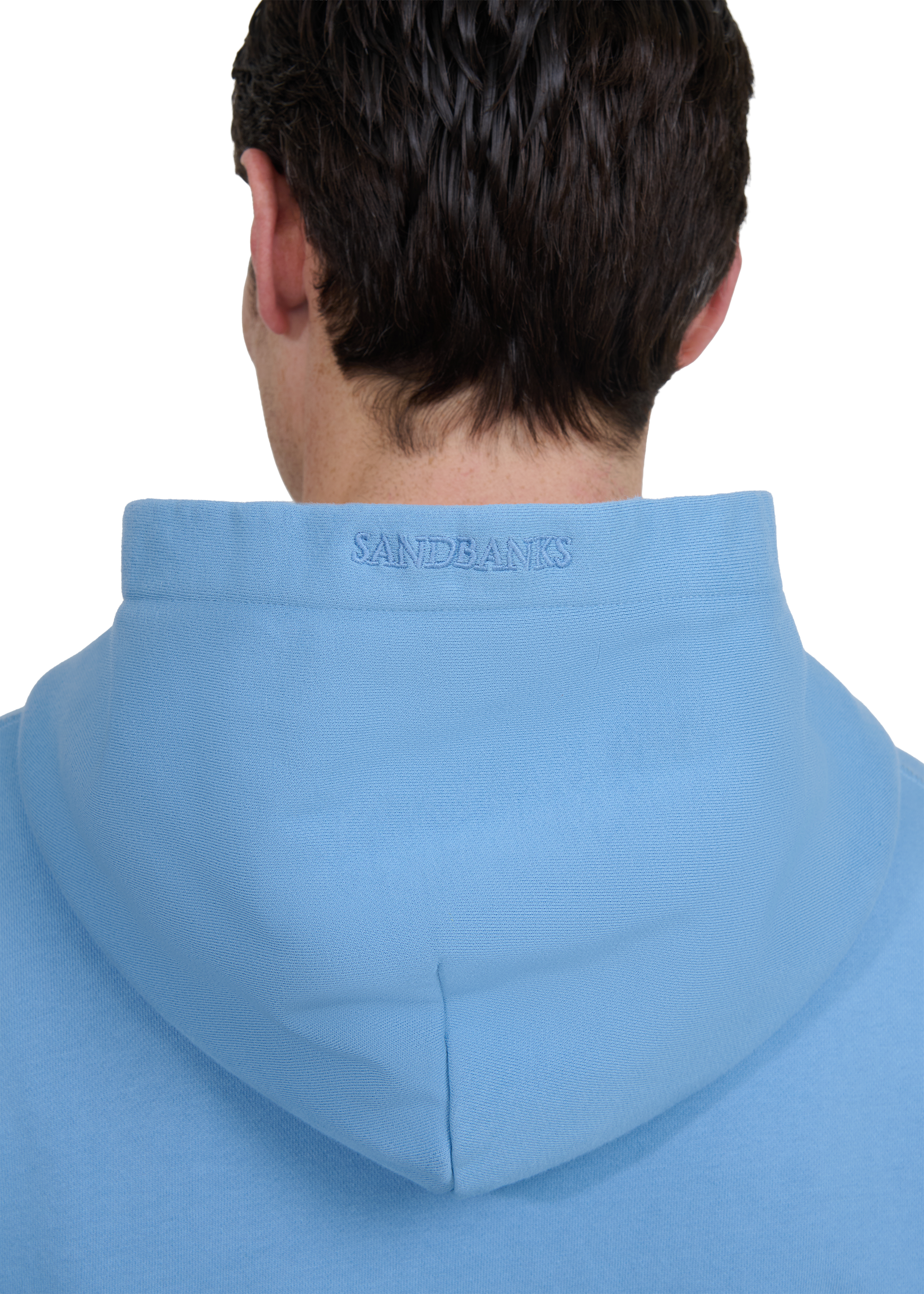Sandbanks Badge Logo Hoodie - Dusty Blue