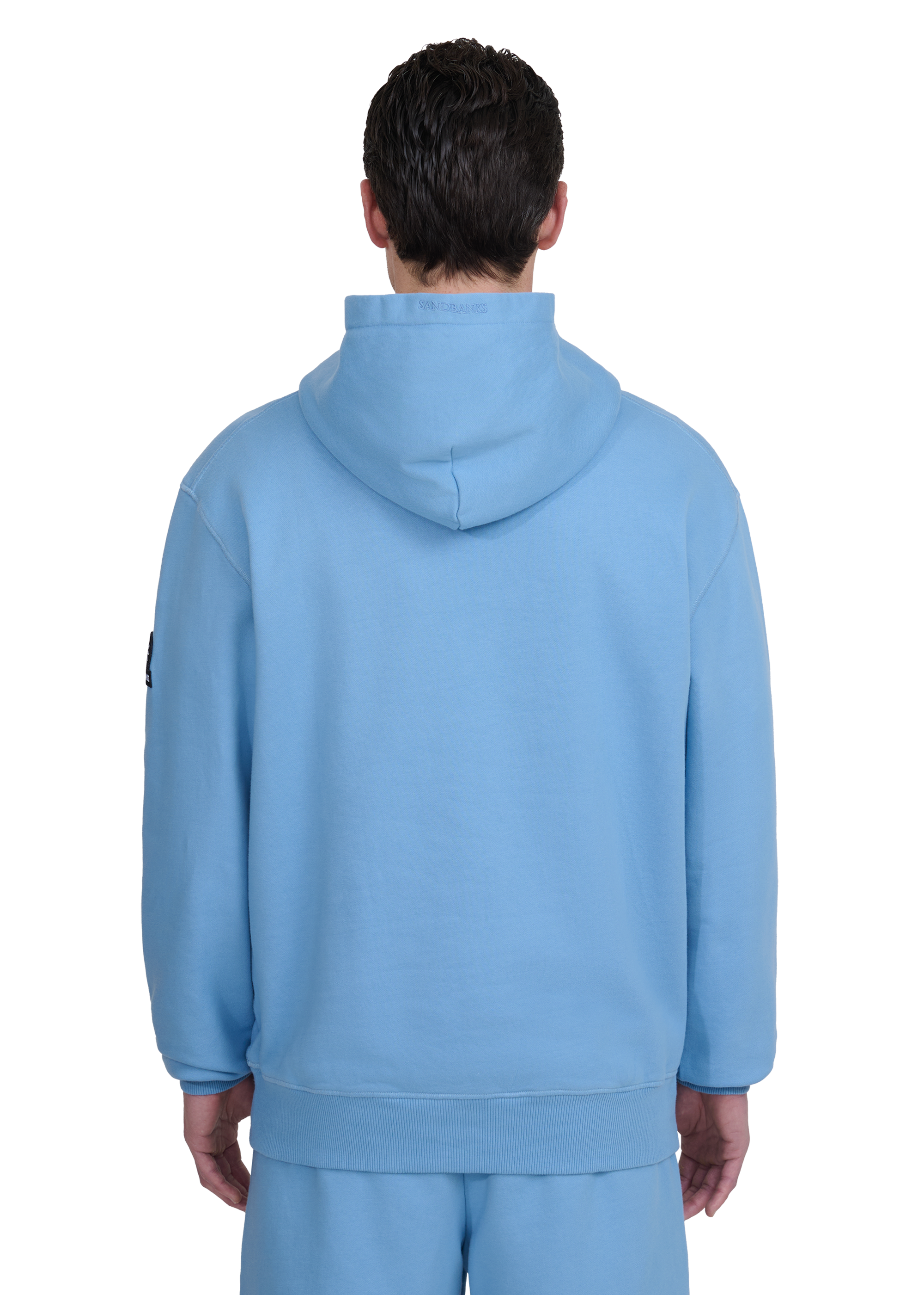Sandbanks Badge Logo Hoodie - Dusty Blue
