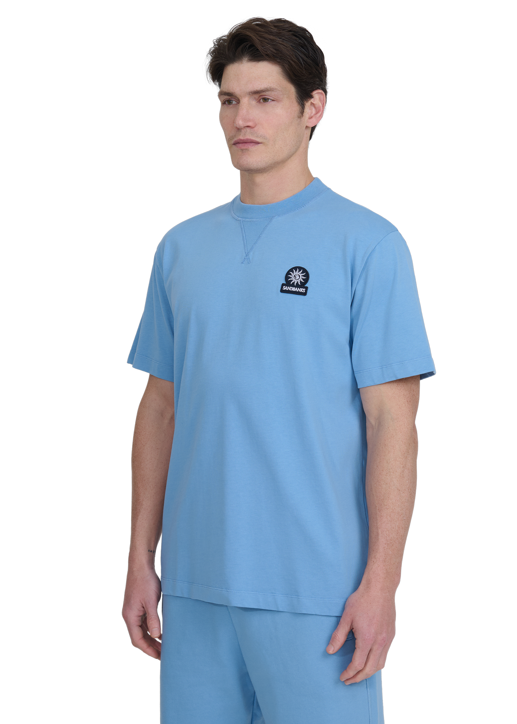 Sandbanks Double Jersey Collegiate T-Shirt - Dusty Blue - Sandbanks