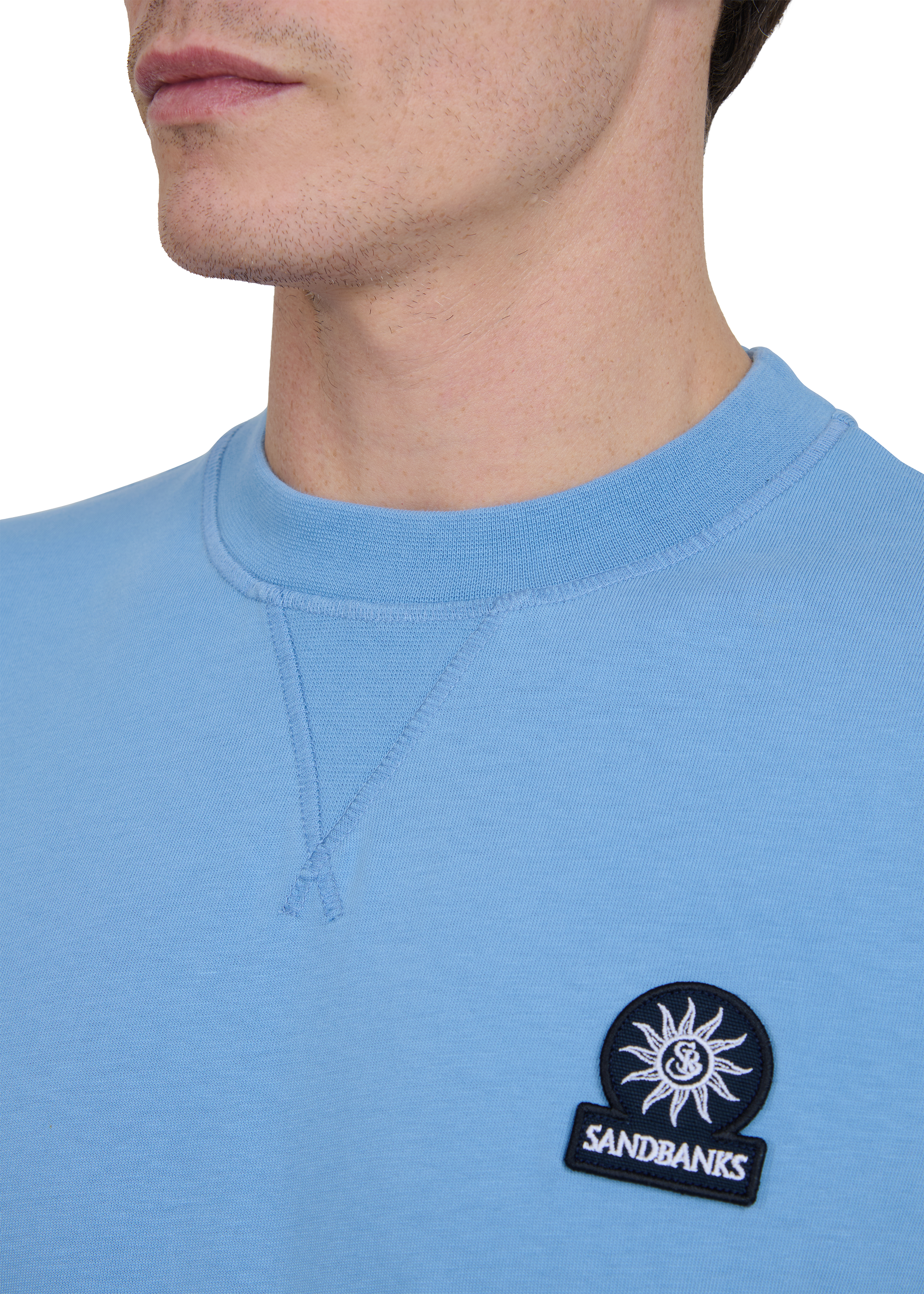 Sandbanks Double Jersey Collegiate T-Shirt - Dusty Blue - Sandbanks