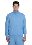 Sandbanks Badge Logo Quarter Zip Sweatshirt - Dusty Blue