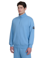 Sandbanks Badge Logo Quarter Zip Sweatshirt - Dusty Blue