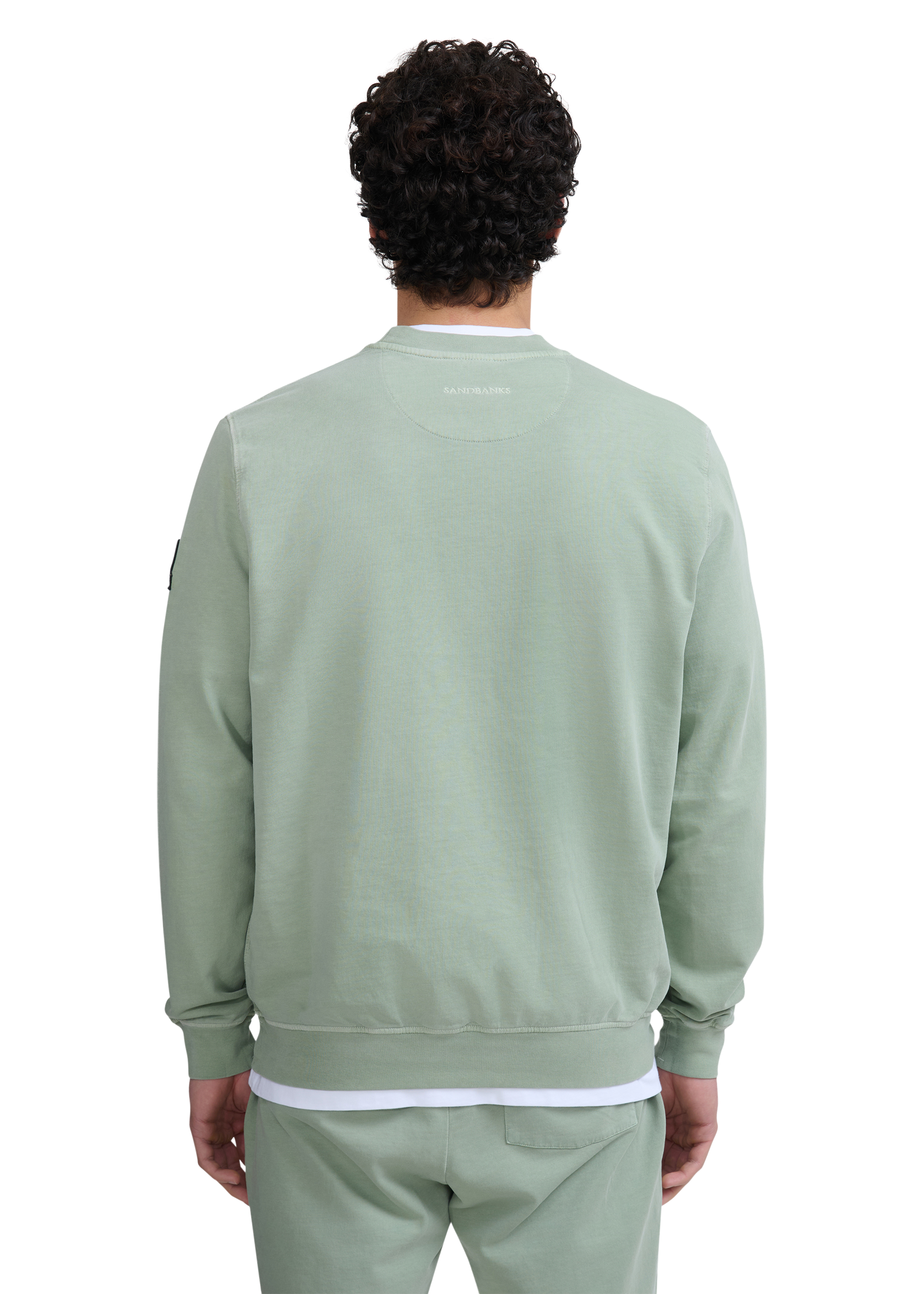 Sandbanks Badge Logo Mineral Wash Sweatshirt - Sage