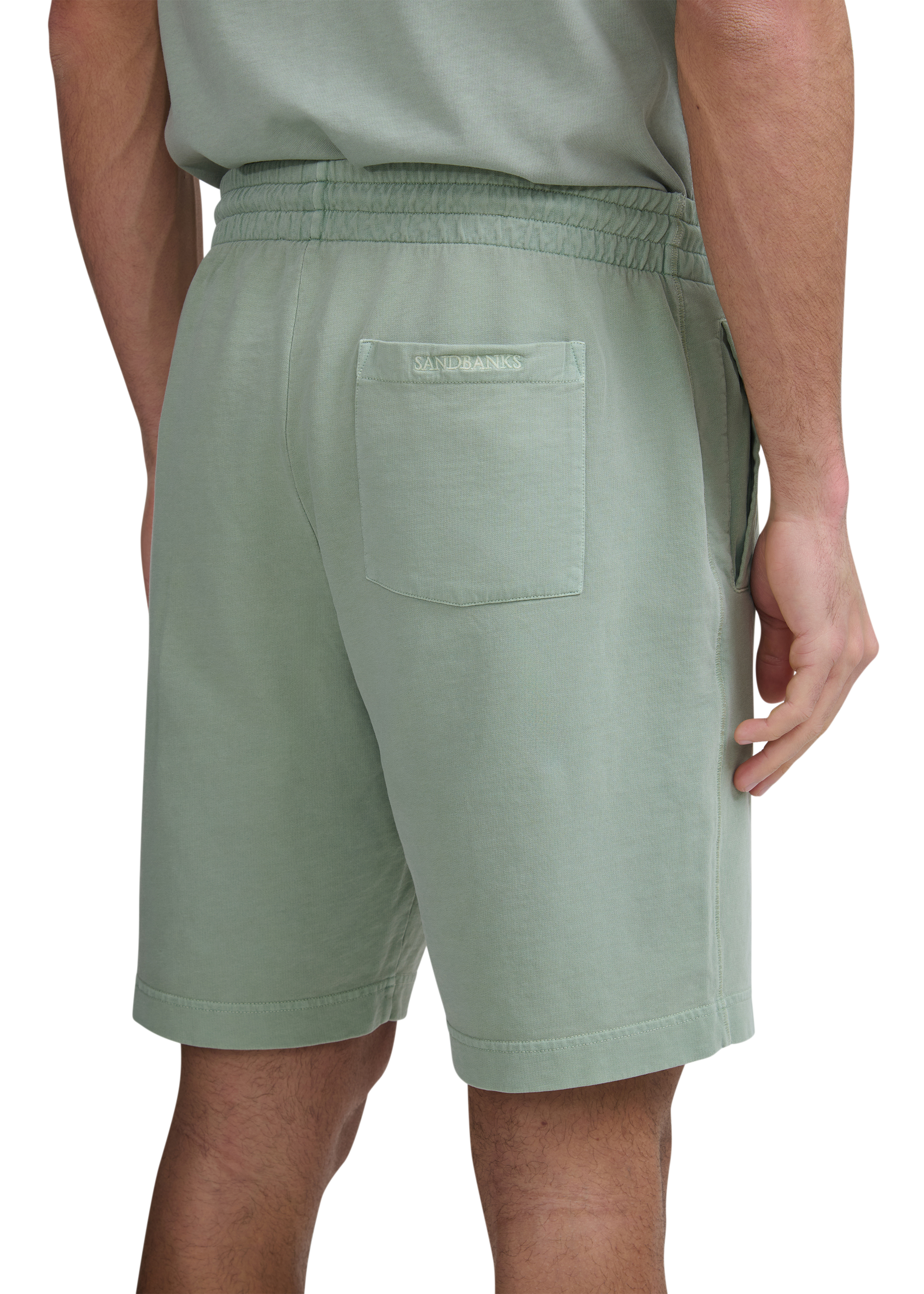 Sandbanks Badge Logo Mineral Wash Short - Sage