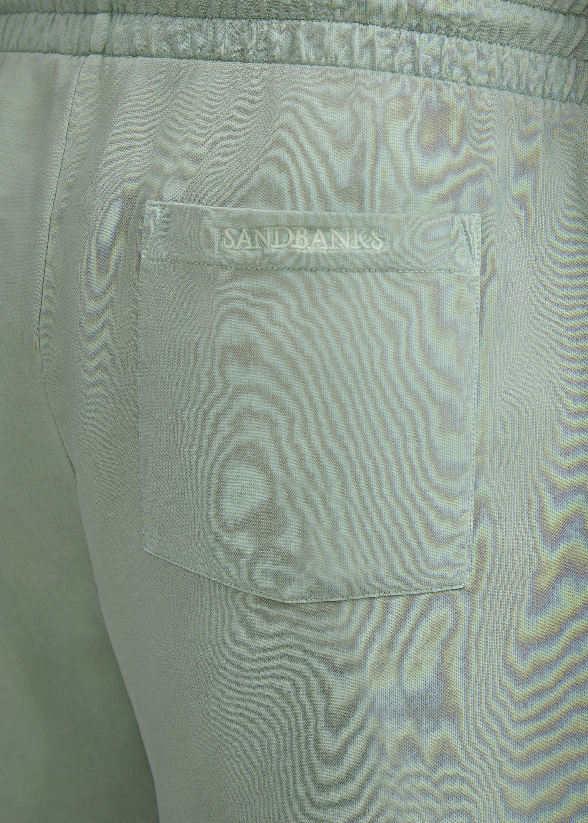 Sandbanks Badge Logo Mineral Wash Short - Sage