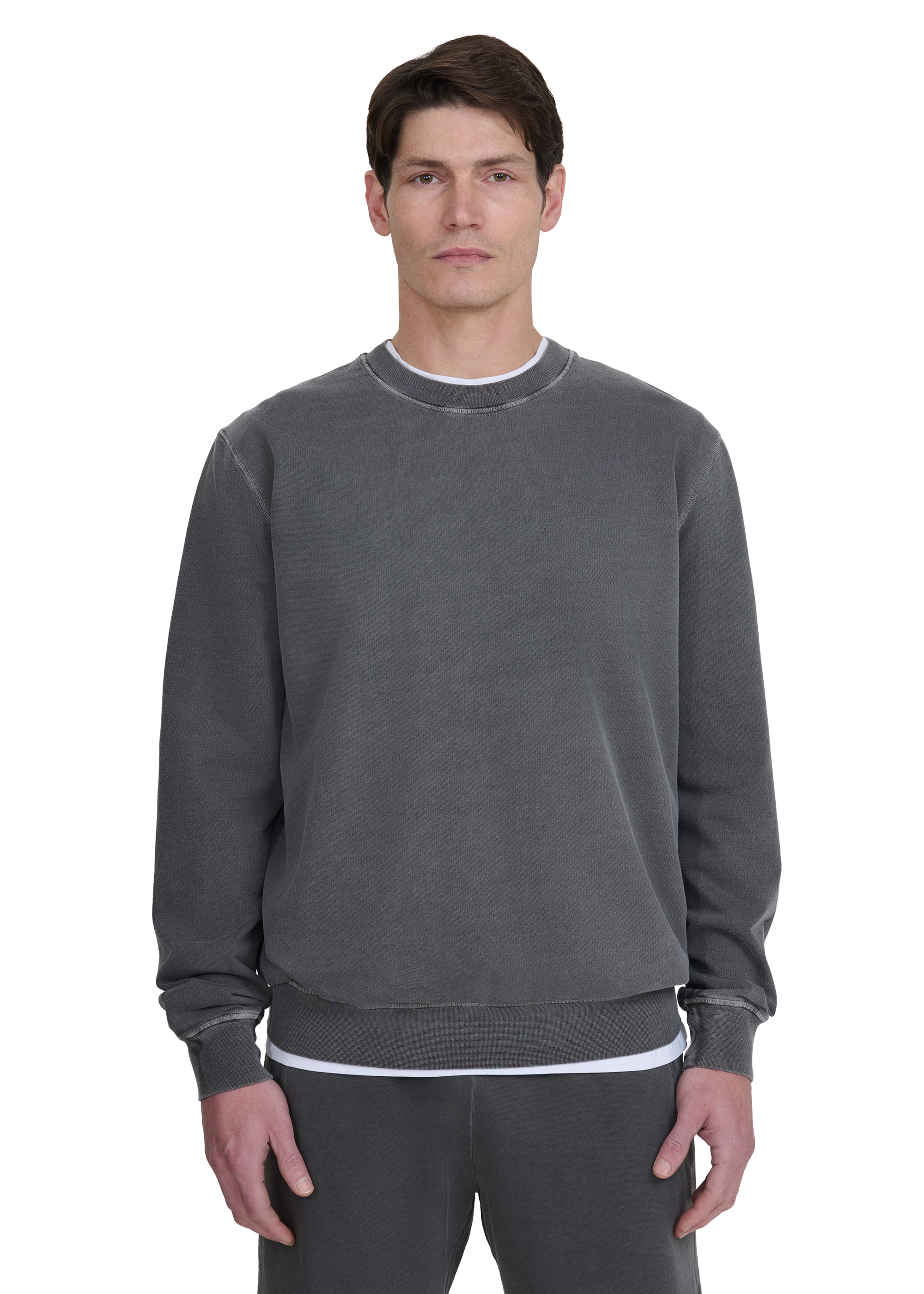 Sandbanks Badge Logo Mineral Wash Sweatshirt - Slate