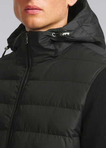 Sandbanks Hooded Hybrid Knit Jacket - Black