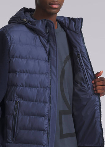 Sandbanks Hooded Hybrid Knit Jacket - Navy