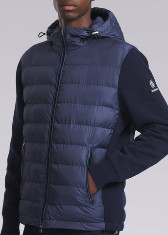 Sandbanks Hooded Hybrid Knit Jacket - Navy